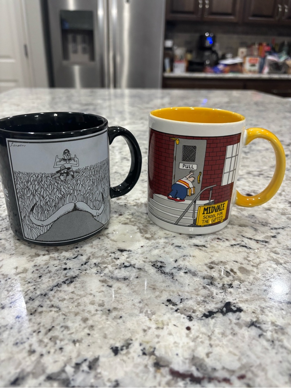 VTG The Far Side Mugs Lot of 2 Gary Larson Midvale School Gifted Safari Comic